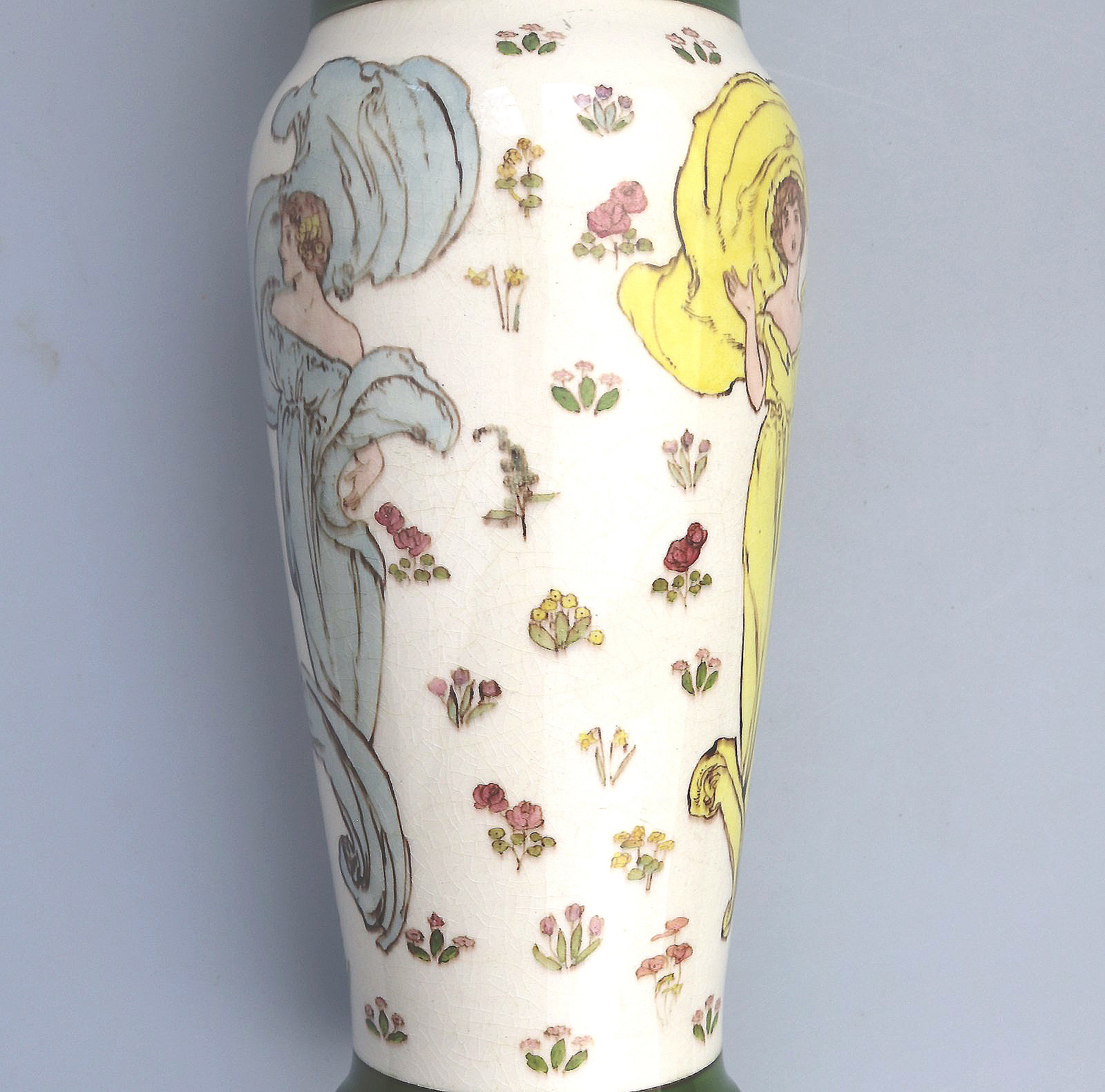 Art Nouveau Doulton Lambeth Faience Margaret E Thomson Vase - Mucha style C.1900