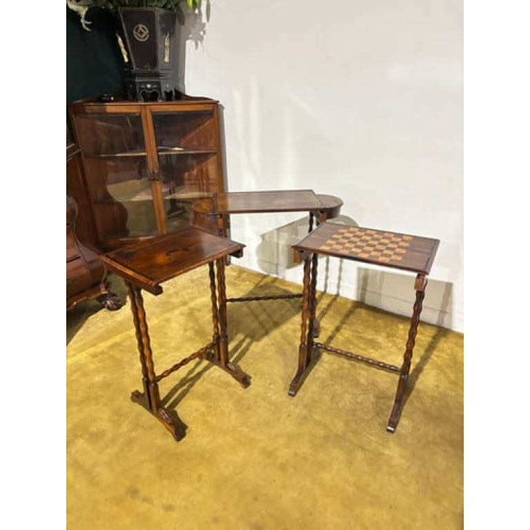 Regency Rosewood Nest of Three Tables