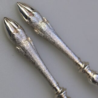 A very fine antique solid silver novelty Christmas reindeer Serving Set C.20thC