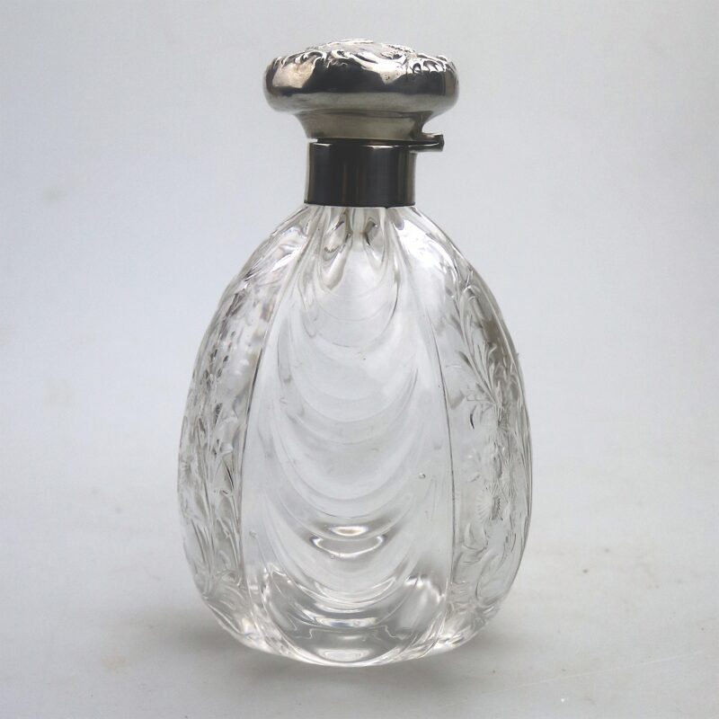 A very rare William Comyns antique English solid silver & rock crystal Scent Bottle C.1902