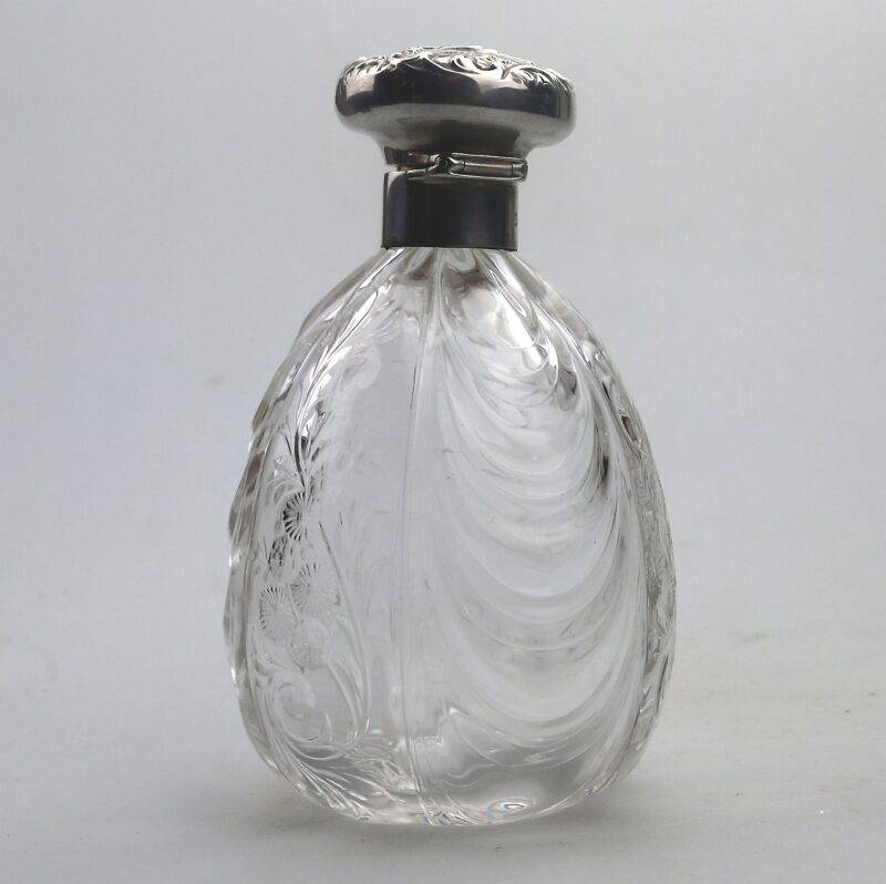 A very rare William Comyns antique English solid silver & rock crystal Scent Bottle C.1902