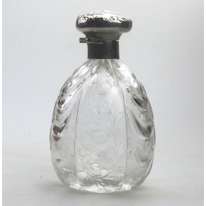 A very rare William Comyns antique English solid silver & rock crystal Scent Bottle C.1902