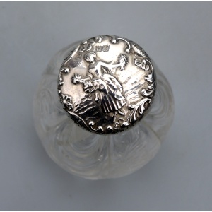 A very rare William Comyns antique English solid silver & rock crystal Scent Bottle C.1902