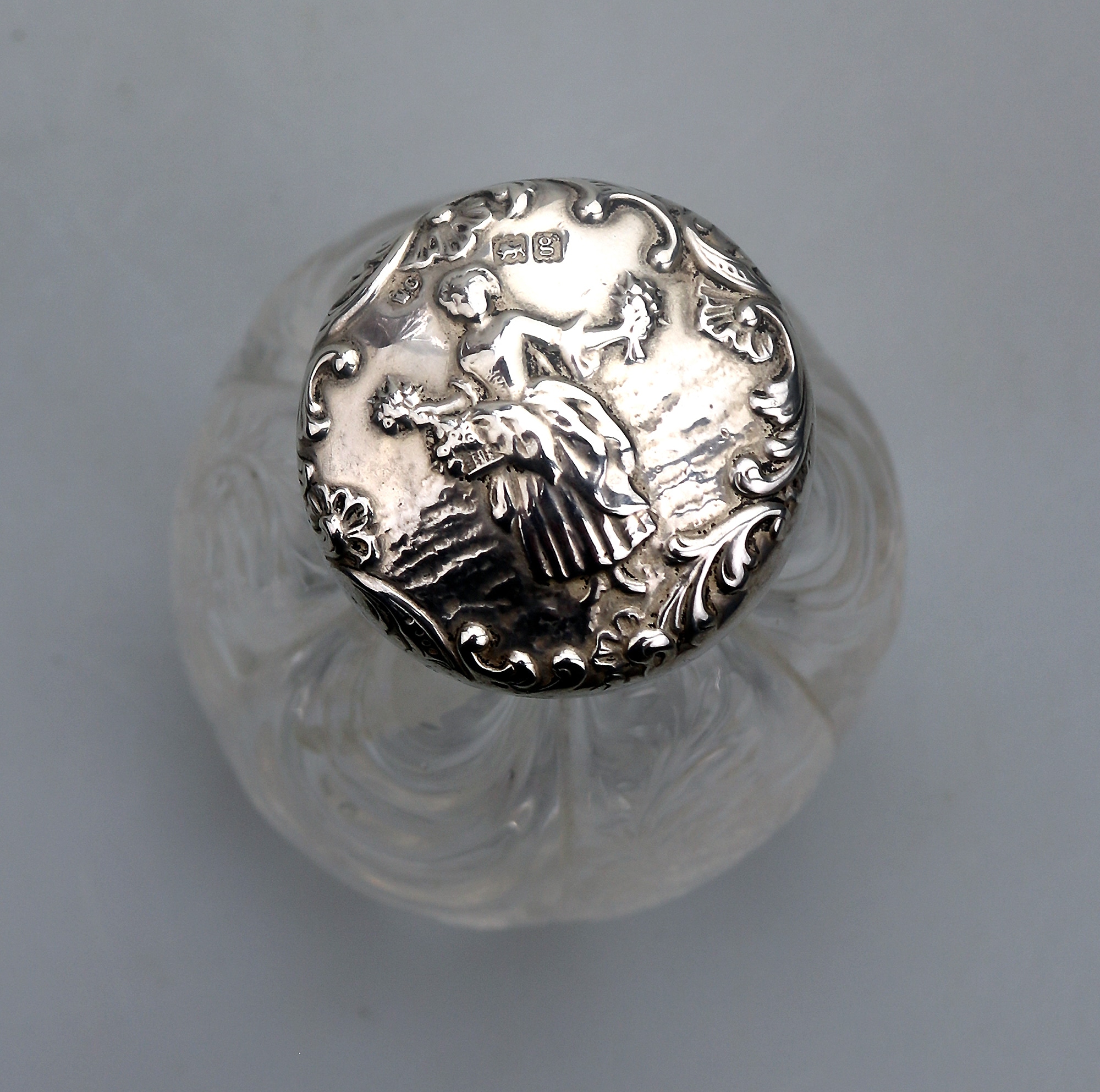 A very rare William Comyns antique English solid silver & rock crystal Scent Bottle C.1902