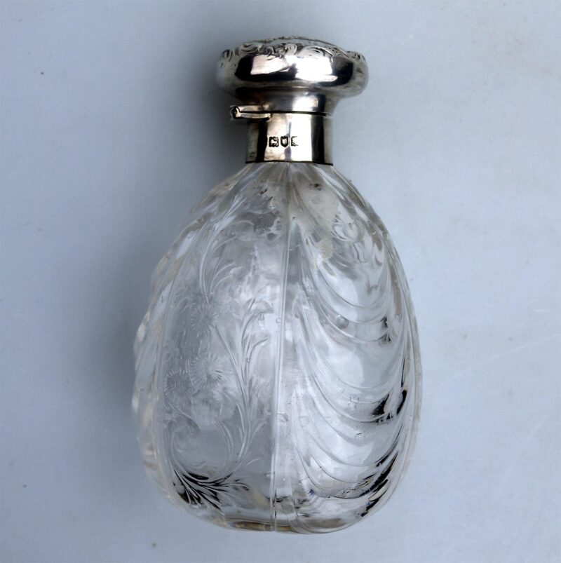 A very rare William Comyns antique English solid silver & rock crystal Scent Bottle C.1902