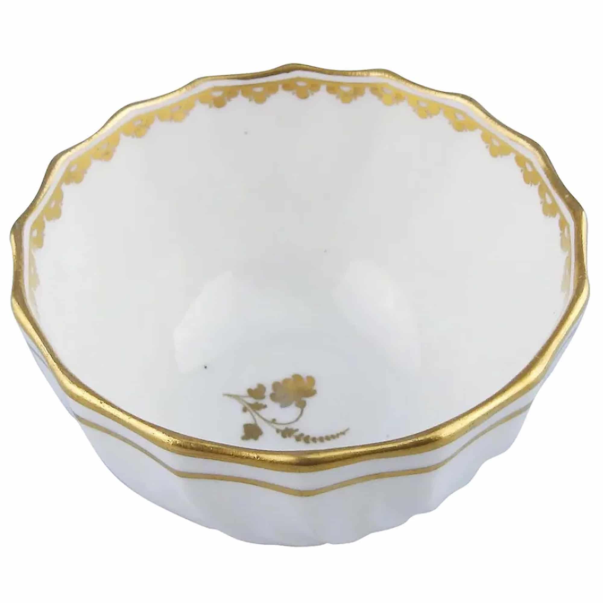 An antique Georgian Royal Crown Derby moulded porcelain gilt Tea Bowl C.1784+