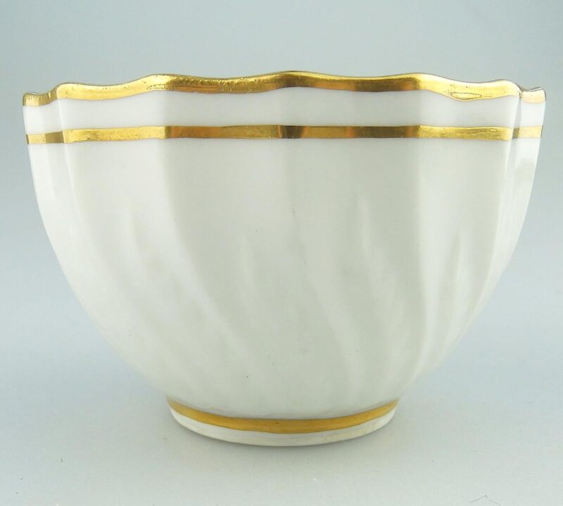 An antique Georgian Royal Crown Derby moulded porcelain gilt Tea Bowl C.1784+