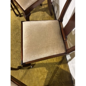 Set Of Four Mahogany Queen Anne Style Dining Chairs