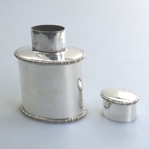 A small antique Victorian silver plate on copper ovoid Tea Caddy C.1900