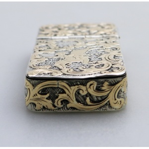 A fine antique double opening novelty solid silver parcel gilt Snuff Box C.19thC