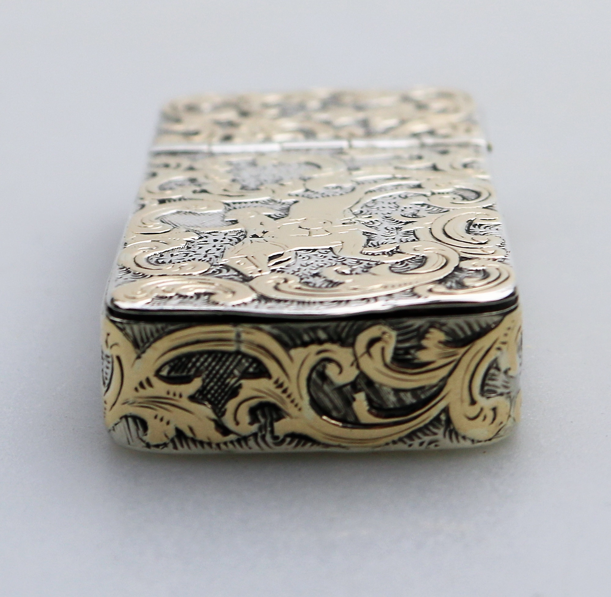 A fine antique double opening novelty solid silver parcel gilt Snuff Box C.19thC