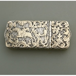 A fine antique double opening novelty solid silver parcel gilt Snuff Box C.19thC
