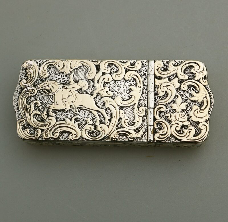 A fine antique double opening novelty solid silver parcel gilt Snuff Box C.19thC