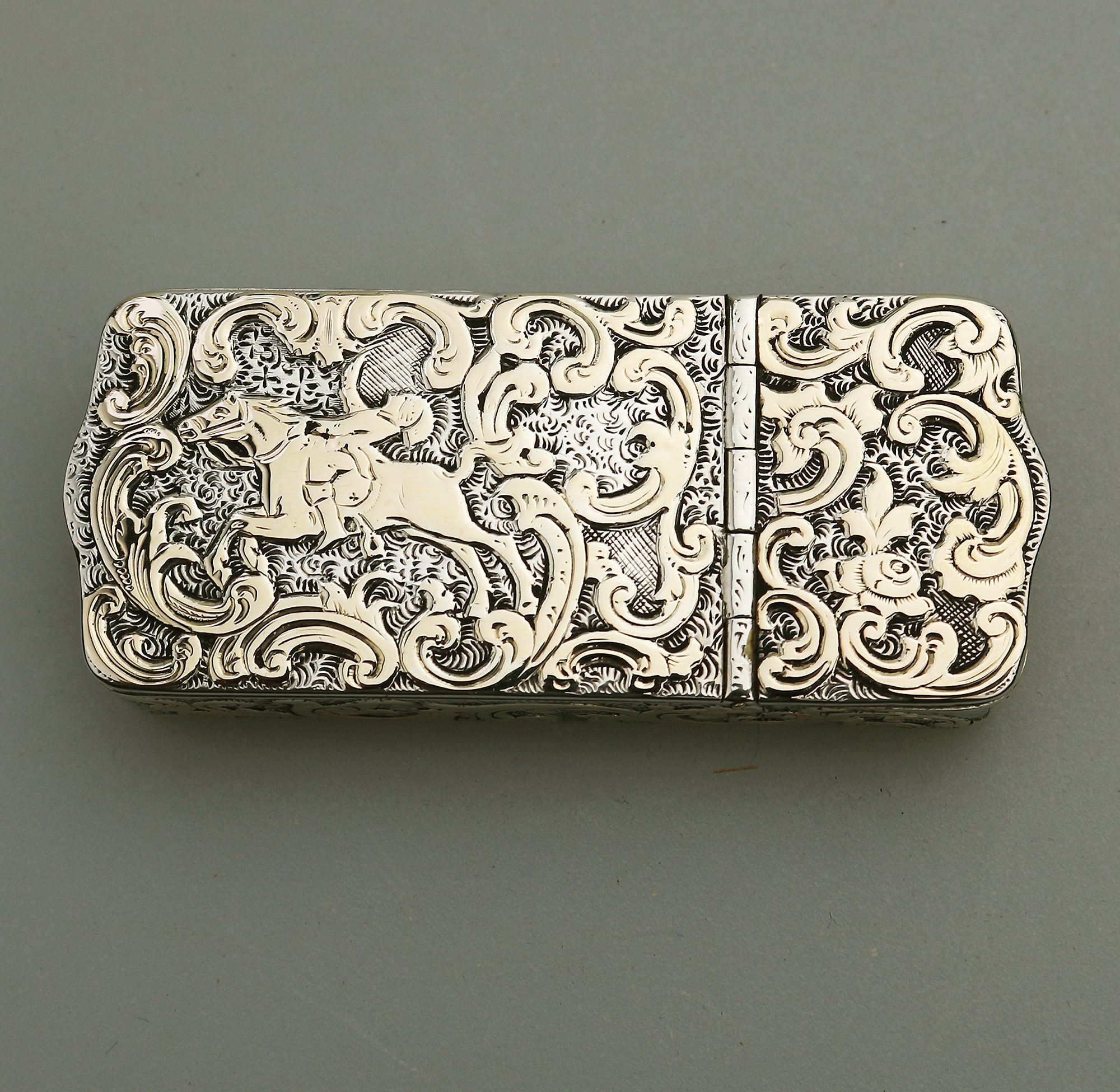 A fine antique double opening novelty solid silver parcel gilt Snuff Box C.19thC