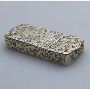 A fine antique double opening novelty solid silver parcel gilt Snuff Box C.19thC