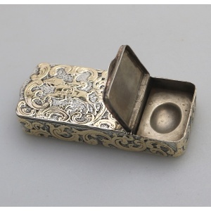 A fine antique double opening novelty solid silver parcel gilt Snuff Box C.19thC
