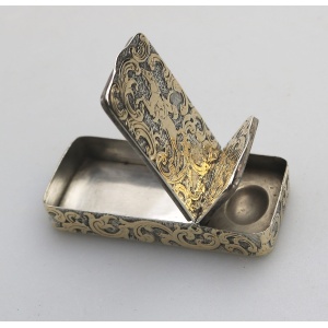 A fine antique double opening novelty solid silver parcel gilt Snuff Box C.19thC