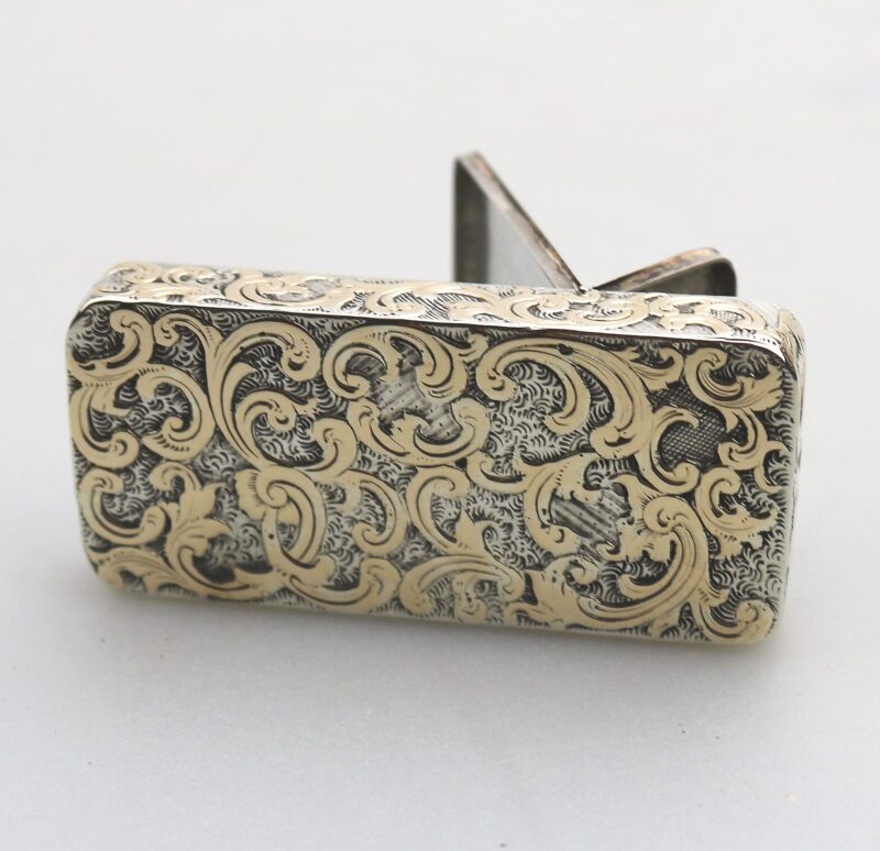 A fine antique double opening novelty solid silver parcel gilt Snuff Box C.19thC