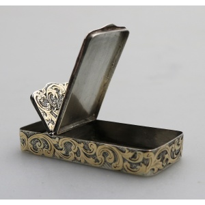 A fine antique double opening novelty solid silver parcel gilt Snuff Box C.19thC