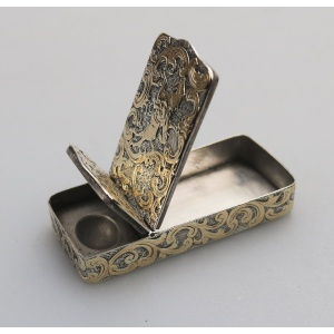 A fine antique double opening novelty solid silver parcel gilt Snuff Box C.19thC