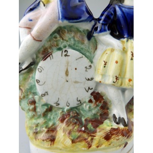 Antique Staffordshire pottery Clock Face painted Figurine royal children C.19thC
