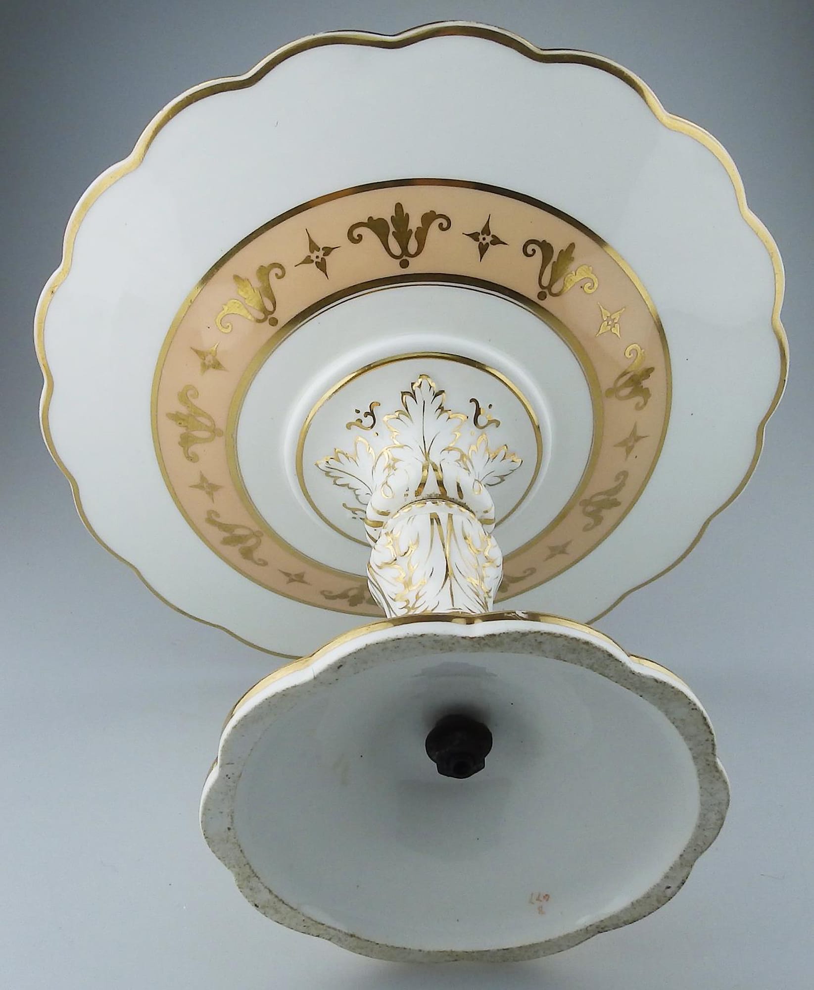 Fine antique English Porcelain Comport hand-painted Italian Coastal Scene C.19thC