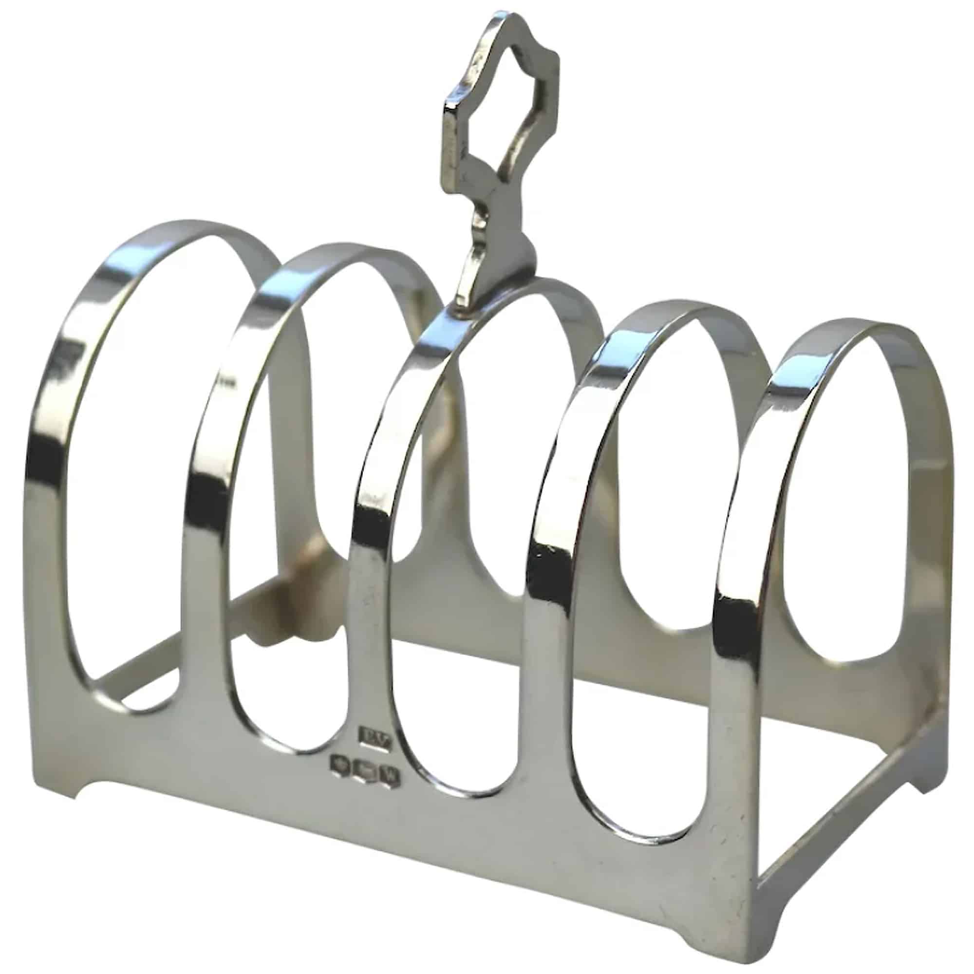 An antique English solid silver 4 division Toast Rack by Edward Viner 55g C.1939