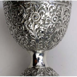 An unusual antique novelty English solid silver double Wager Cup Measure C.1898