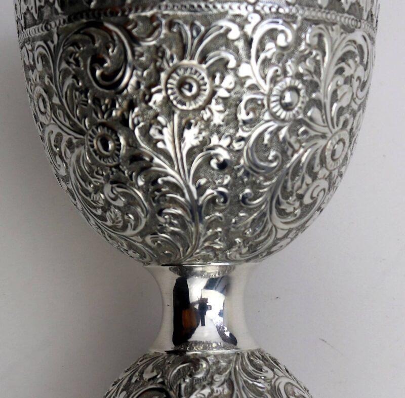 An unusual antique novelty English solid silver double Wager Cup Measure C.1898