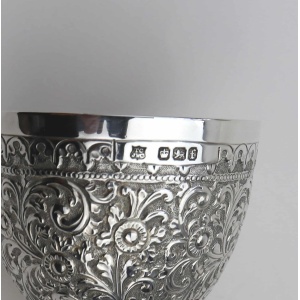 An unusual antique novelty English solid silver double Wager Cup Measure C.1898
