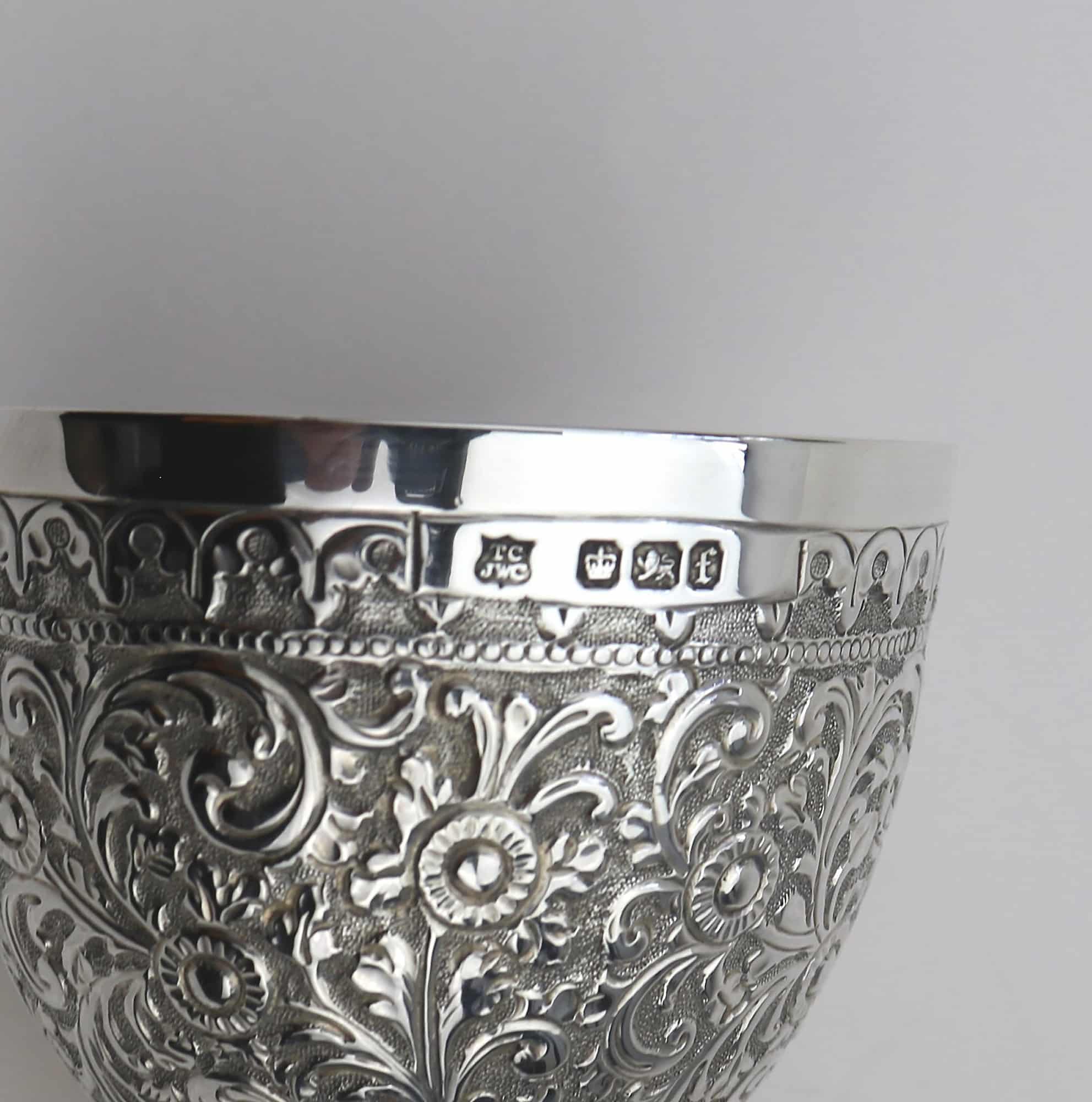 An unusual antique novelty English solid silver double Wager Cup Measure C.1898