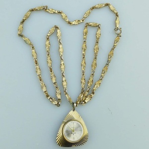 A mid-century mechanical Waldman 17 Jewel Swiss Pendant Watch on Chain C.1960's
