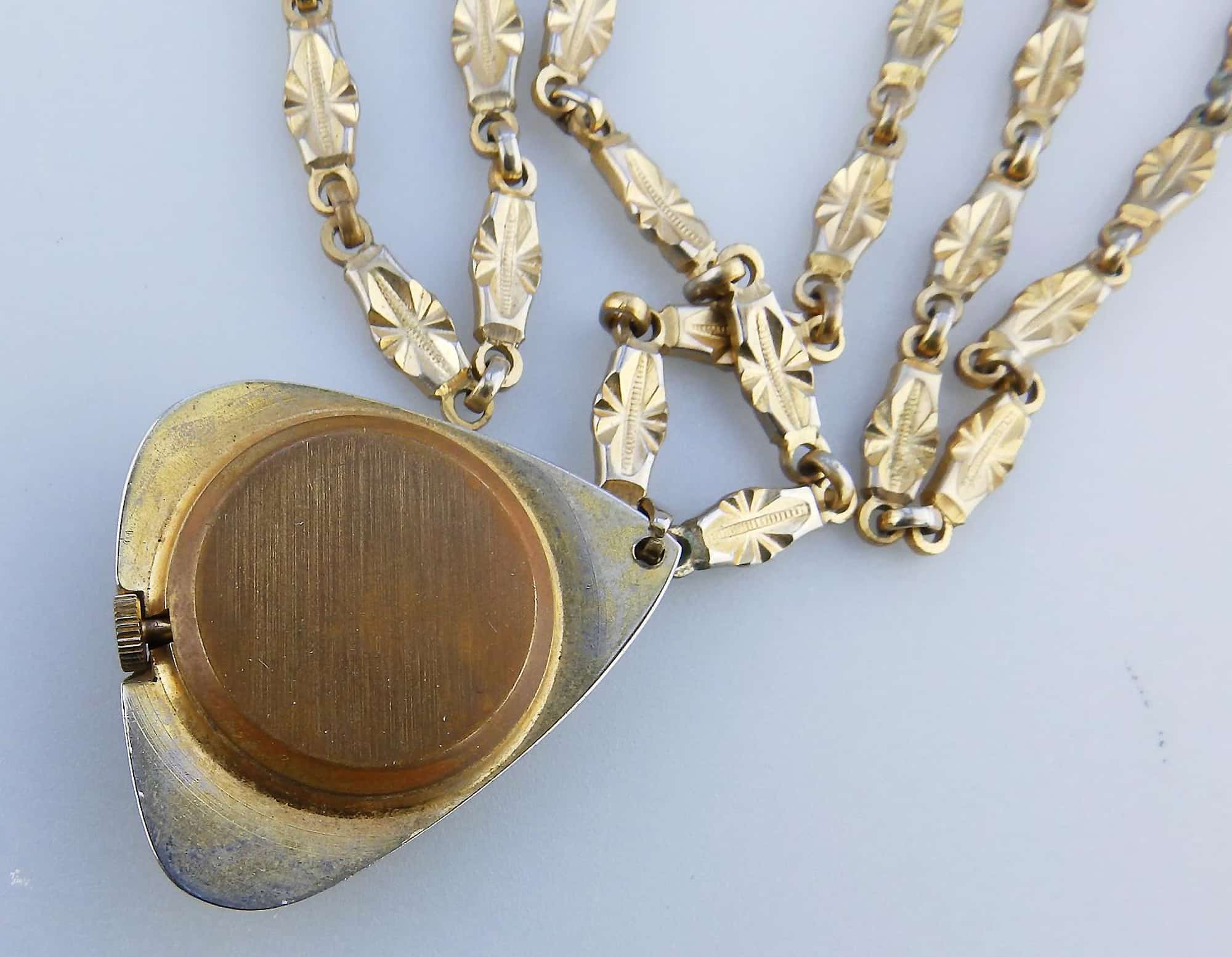 A mid-century mechanical Waldman 17 Jewel Swiss Pendant Watch on Chain C.1960's
