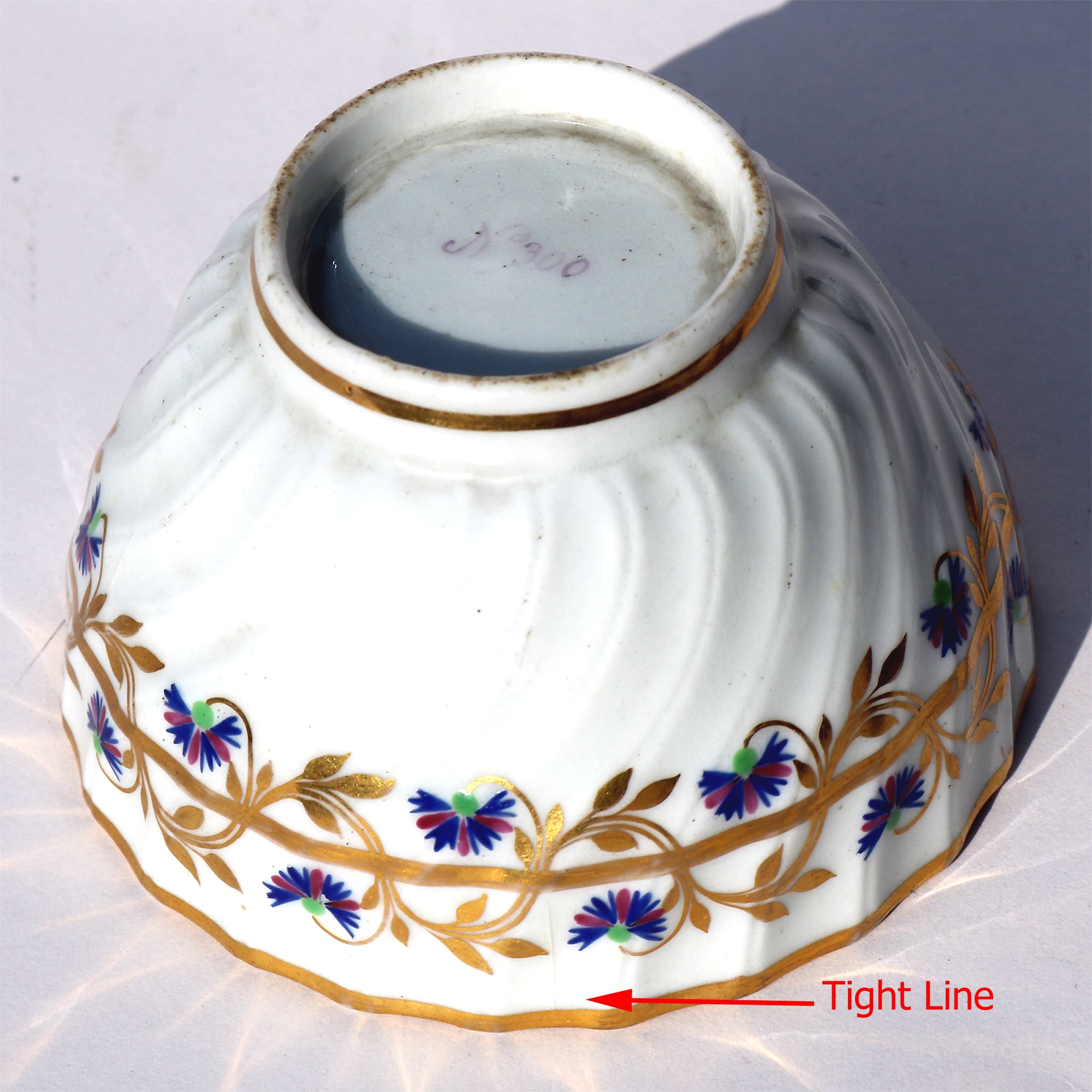 Antique Georgian English Chamberlains Worcester porcelain Tea Bowl No.300 C.18thC