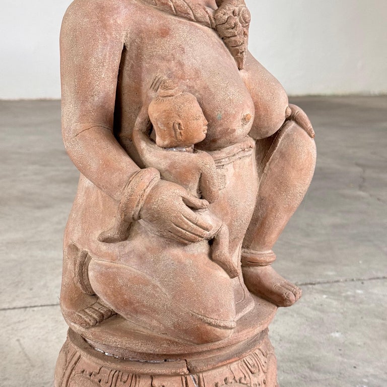 15th Century Majapahit Terracotta Handmaiden Figure (Fertile Woman with Child)