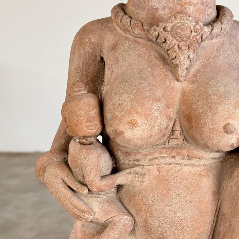 15th Century Majapahit Terracotta Handmaiden Figure (Fertile Woman with Child)