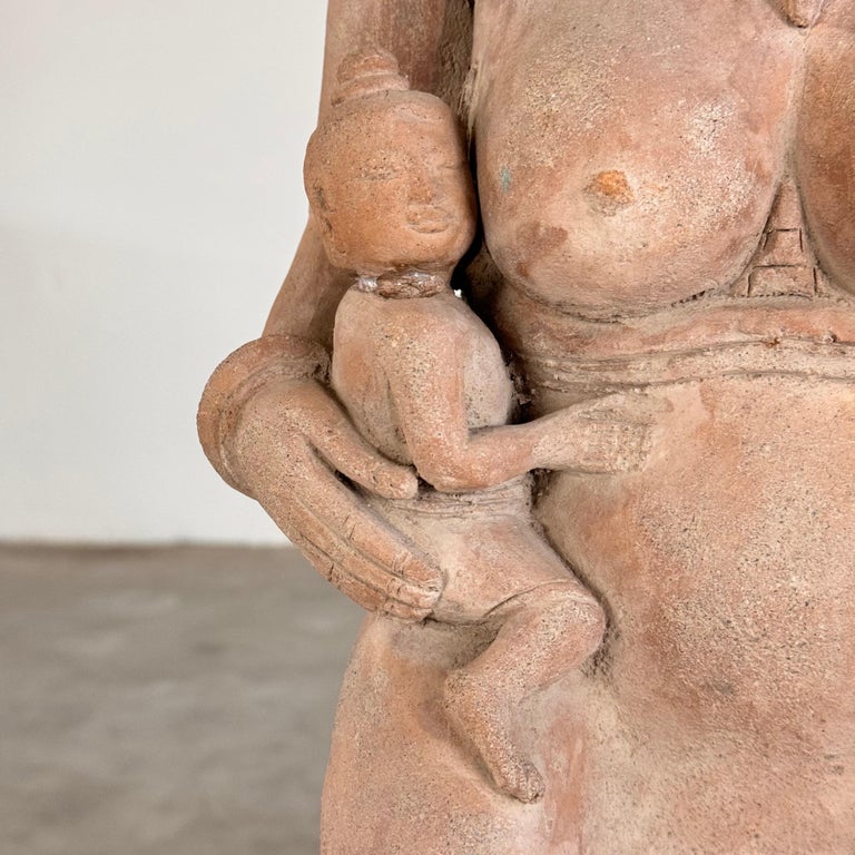 15th Century Majapahit Terracotta Handmaiden Figure (Fertile Woman with Child)