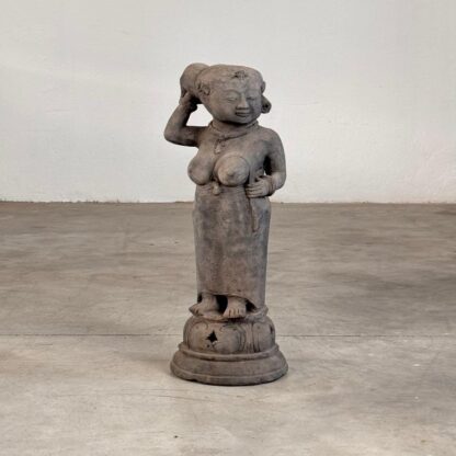 15th Century Majapahit Terracotta Handmaiden Figure (Woman Holding Her Hair)