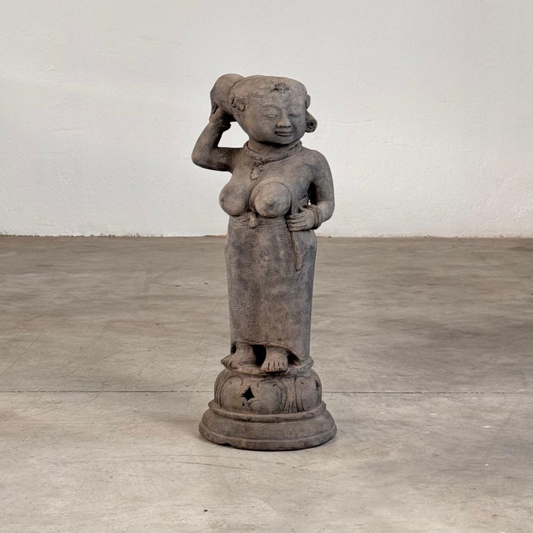15th Century Majapahit Terracotta Handmaiden Figure (Woman Holding Her Hair)