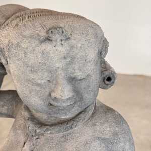15th Century Majapahit Terracotta Handmaiden Figure (Woman Holding Her Hair)