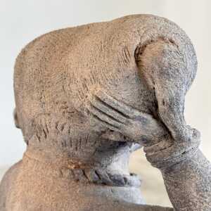 15th Century Majapahit Terracotta Handmaiden Figure (Woman Holding Her Hair)