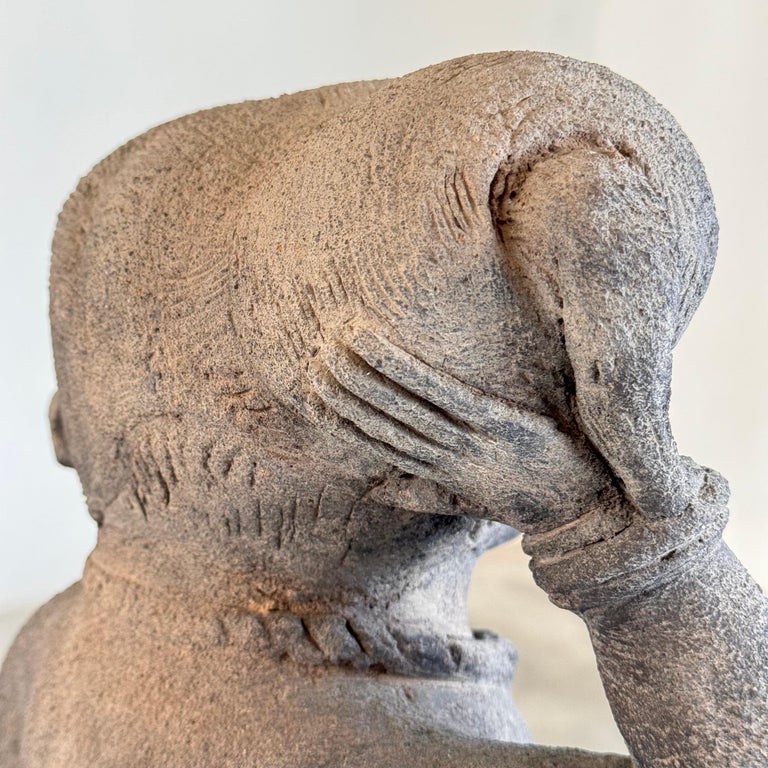 15th Century Majapahit Terracotta Handmaiden Figure (Woman Holding Her Hair)