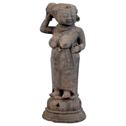 15th Century Majapahit Terracotta Handmaiden Figure (Woman Holding Her Hair)