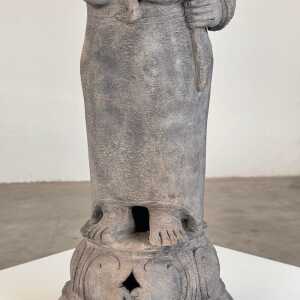 15th Century Majapahit Terracotta Handmaiden Figure (Woman Holding Her Hair)