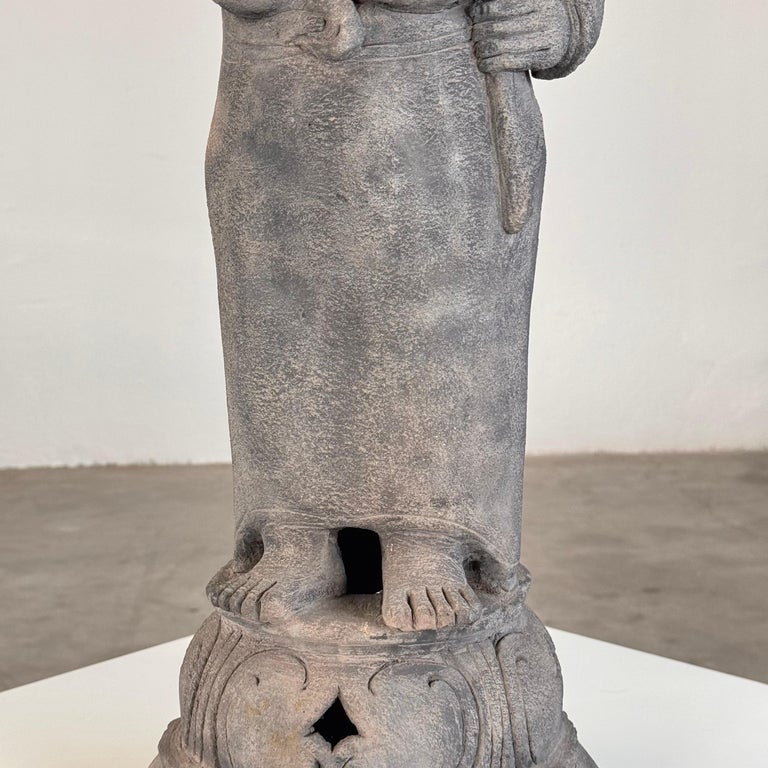 15th Century Majapahit Terracotta Handmaiden Figure (Woman Holding Her Hair)