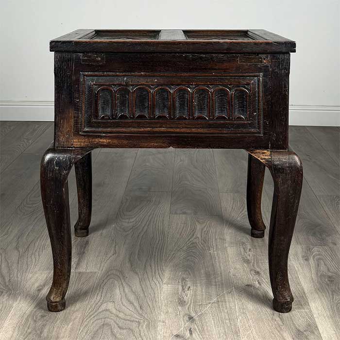 Antique 18th Century Unusual Box On Stand In Oak