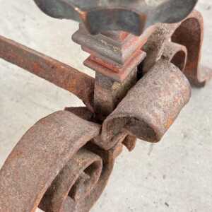 18th Century Italian Wrought Iron Andirons with Hand-Carved Bronze Finials