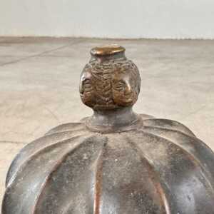 18th Century Italian Wrought Iron Andirons with Hand-Carved Bronze Finials