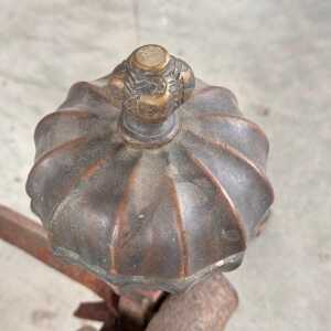 18th Century Italian Wrought Iron Andirons with Hand-Carved Bronze Finials