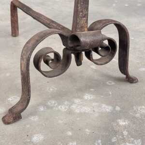 18th Century Wrought Iron Andirons with Fluted Design and Bronze Finials, Italy